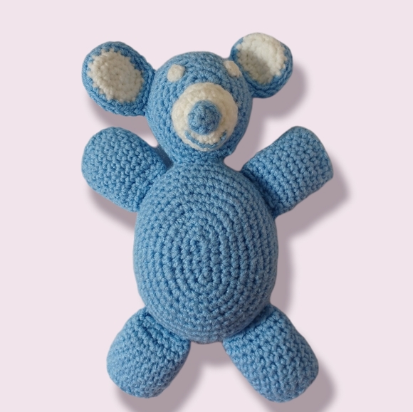 Handmade Other - •Handmade Crocheted stuffed Bear sky blue and white  🐻 10in